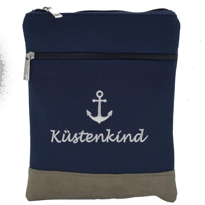 Handtasche Canvas Crossbag Anker Küstenkind blau